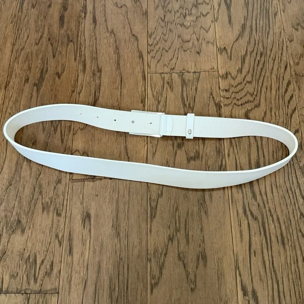 J.Lindeberg Slater White Leather Golf Belt Mens Size 38 Made In Italy